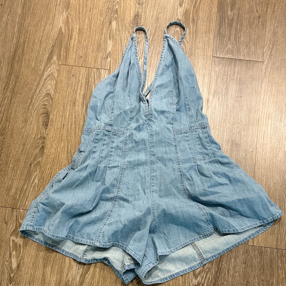 Free People Pants - Free People Light Blue Denim Romper